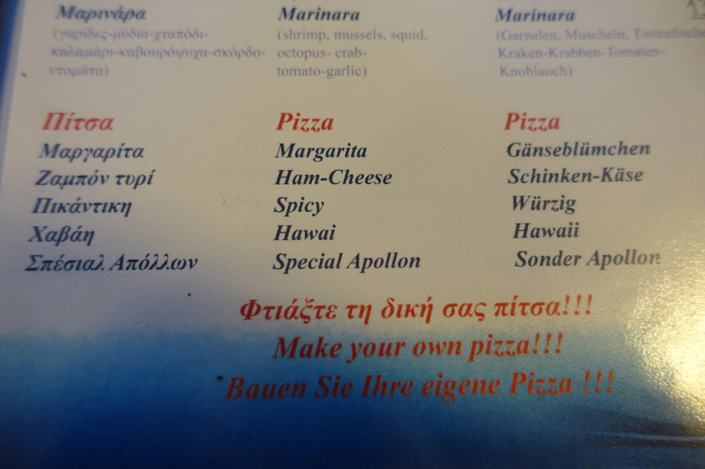 Hier habe ich mich denn doch gegen die "Gänseblümchenpizza" entschieden ...